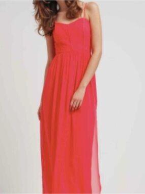 BCBGeneration Coral-orange Spaghetti-Strap Maxi Dress
